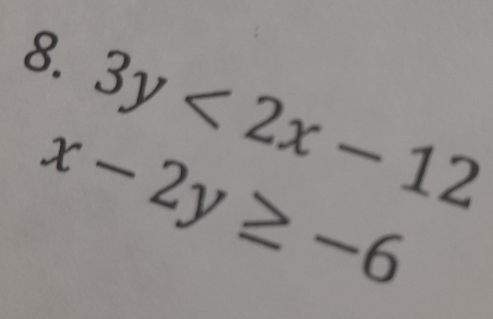 3y<2x-12</tex>
x-2y≥ -6