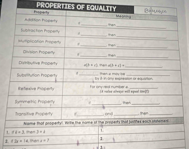 PROPERTIES OF
1. if 
2.If 2x=14 , then x=7
2.
3.