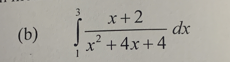 ∈tlimits _1^(3frac x+2)x^2+4x+4dx