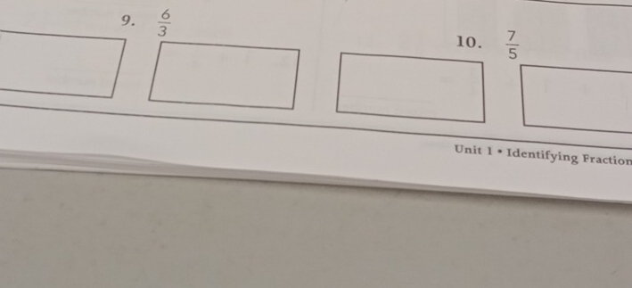  6/3  10.  7/5 
Unit 1 • Identifying Fraction