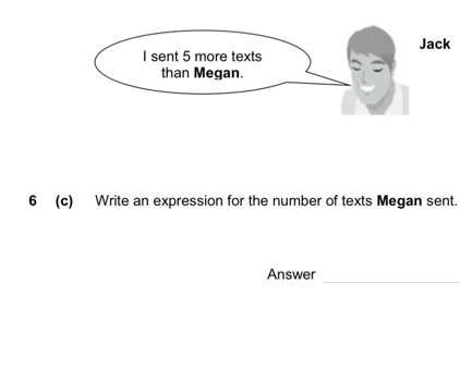 ck 
6 (c) Write an expression for the number of texts Megan sent. 
Answer_