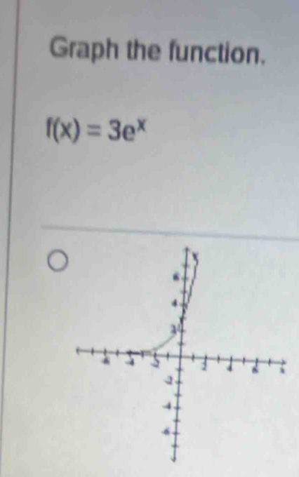 Graph the function.
f(x)=3e^x