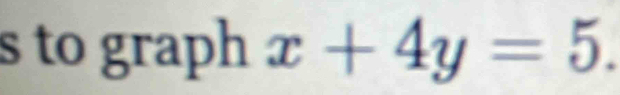 to graph x+4y=5.