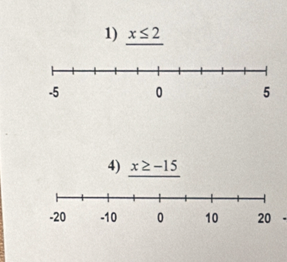 x≤ 2
4) x≥ -15