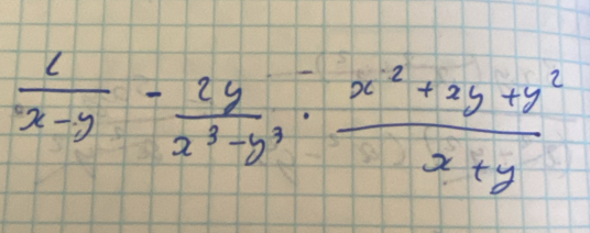  6/x-y - 2y/x^3-y^3 ·  (x^2+2y+y^2)/x+y 