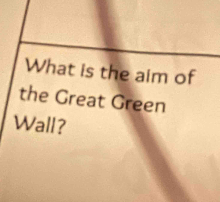 What is the aim of 
the Great Green 
Wall?