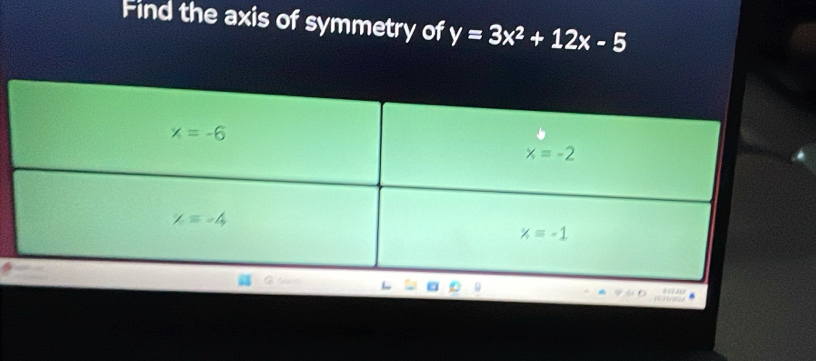 Find the axis of symmetry of y=3x^2+12x-5