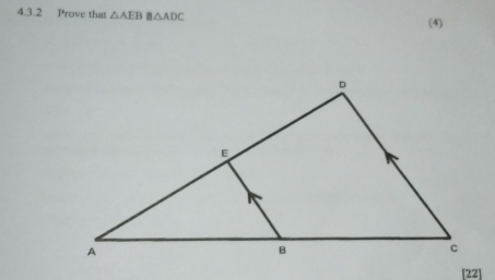 Prove that △ AEB B△ ADC (4) 
[22]