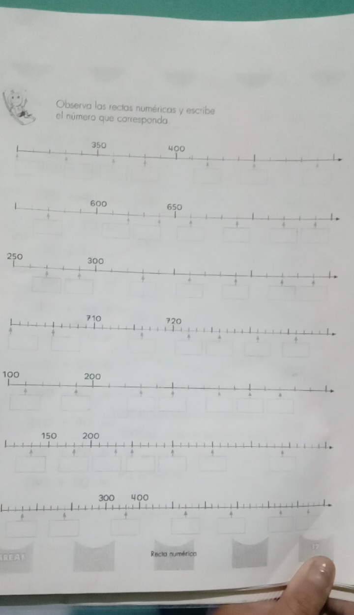 Observa las rectas numéricas y escribe 
el número que corresponda
100
37
REA Recla numérica