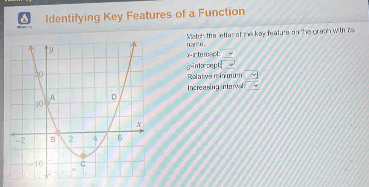 Solved: Match the letter of the key feature on the graph with its name ...
