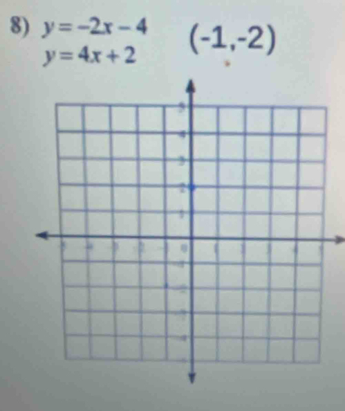 y=-2x-4 (-1,-2)
y=4x+2