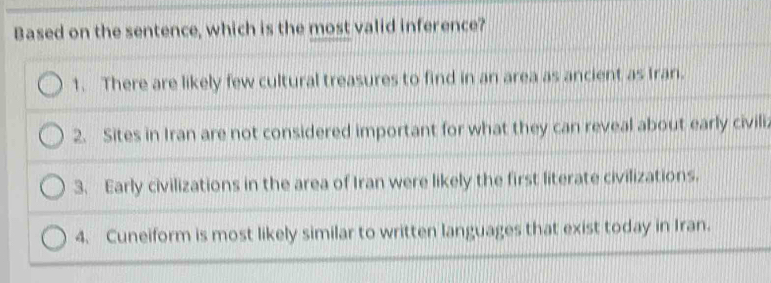 sentence, which is the most valid inference? 
li.