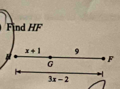 Find HF
x+1
9
I
G
F
-1
3x-2