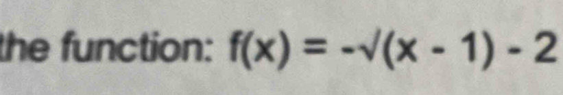 the function: f(x)=-sqrt((x-1)-2)