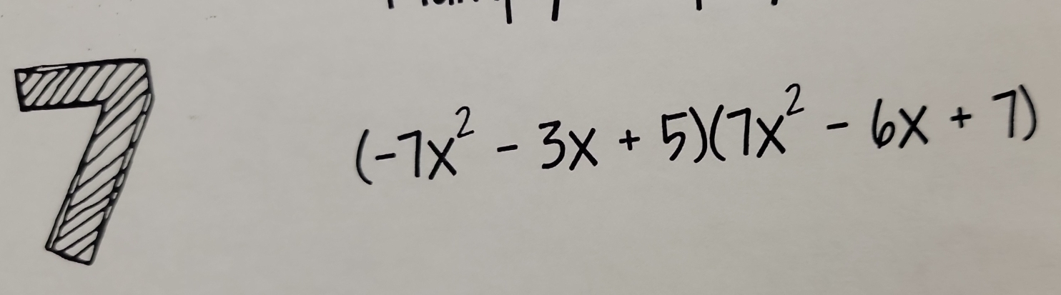 (-7x^2-3x+5)(7x^2-6x+7)