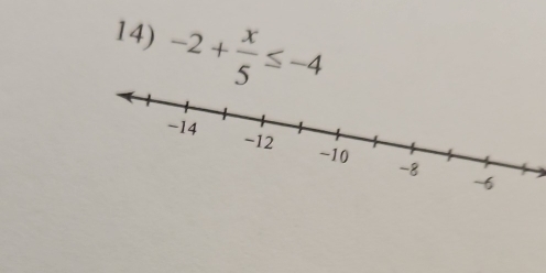 -2+ x/5 ≤ -4