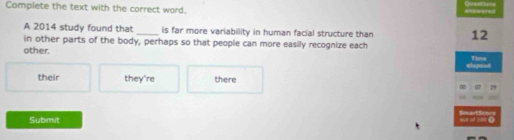 Solved: Question= Complete the text with the correct word. answ ared A ...