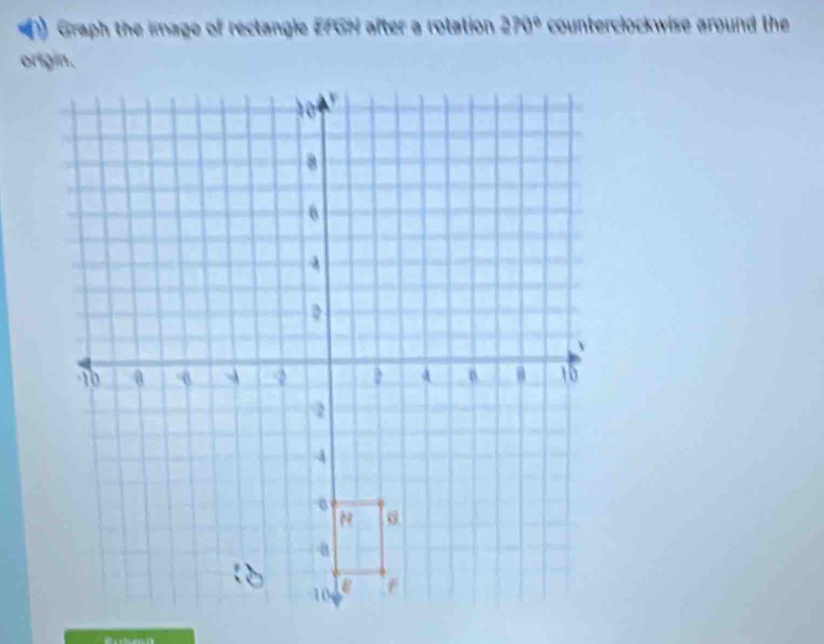 ) Graph the image of rectangle EFGN after a rotation 270° counterclockwise around the