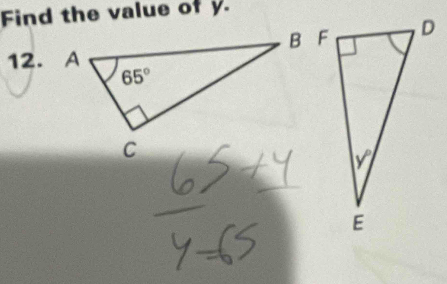 Find the value of y.
12.