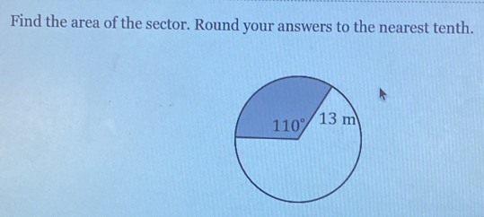 Find the area of the sector. Round your answers to the nearest tenth.