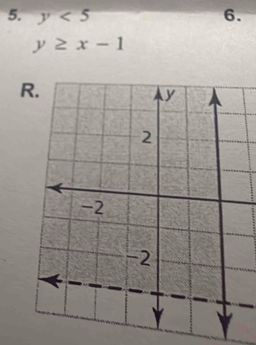 y<5</tex> 6.
y≥ x-1
R