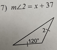 m∠ 2=x+37