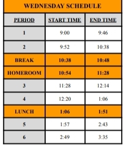 WEDNESDAY SCHEDULE