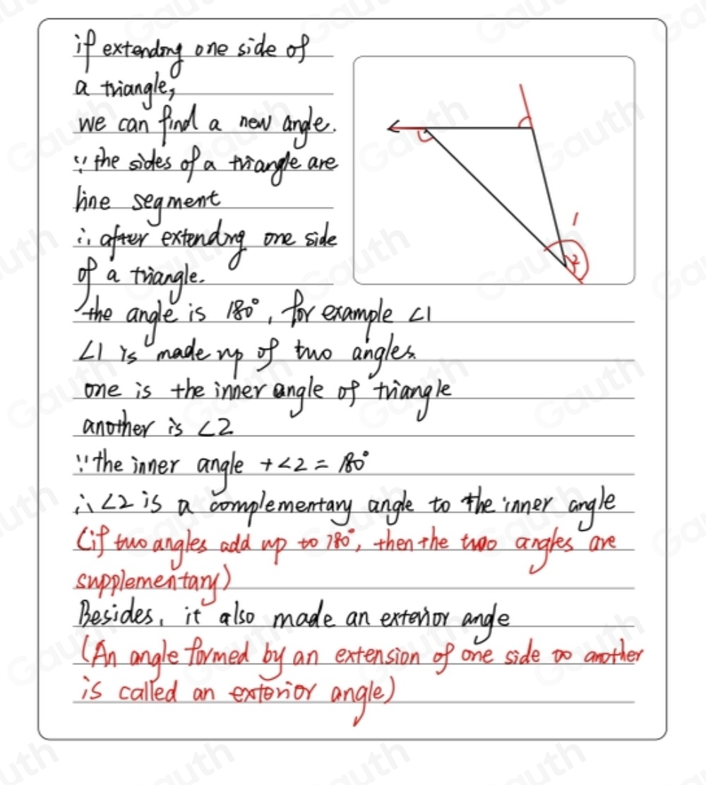 Solved: Which new angle is created by extending one side of a triangle ...