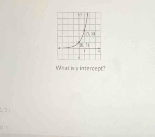 What is y intercept?
1.3)
01)