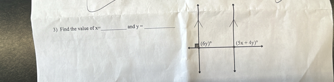 Find the value of x= _ and y= _