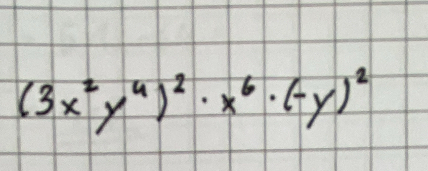 (3x^2y^4)^2· x^6· (-y)^2