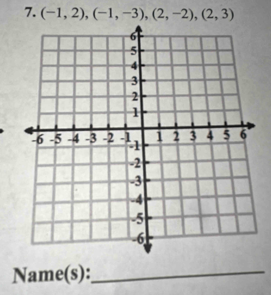 (-1,2), (-1,-3), (2,-2), (2,3)
Name(s):_