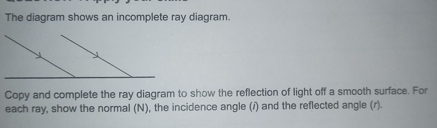 Solved: The diagram shows an incomplete ray diagram. Copy and complete ...