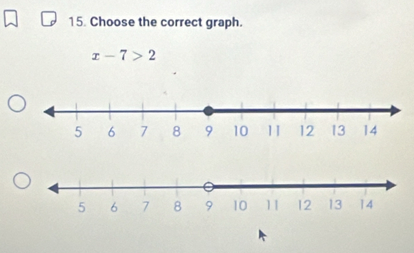 Choose the correct graph.
x-7>2