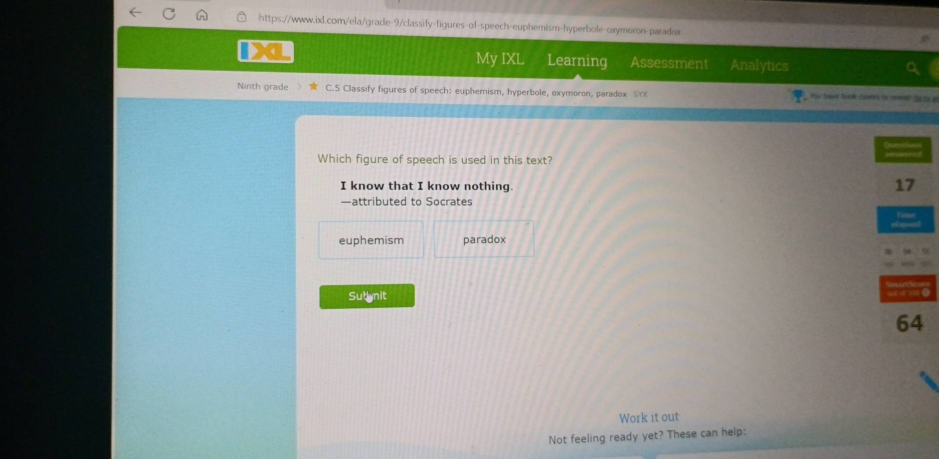 Solved: My IXL Learning Assessment Analytics Ninth grade C.5 Classify ...