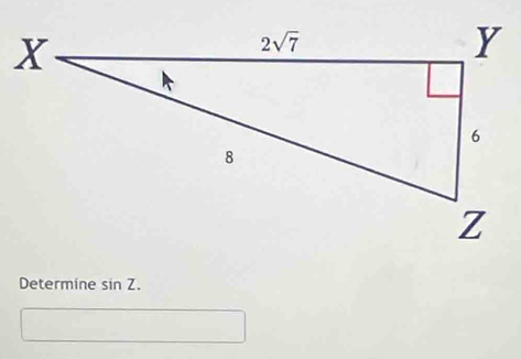 Determine sin Z.