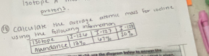 Isotope A 
protons. 
A⑧ cae aromic mass for sooling 
us 
_ 
_