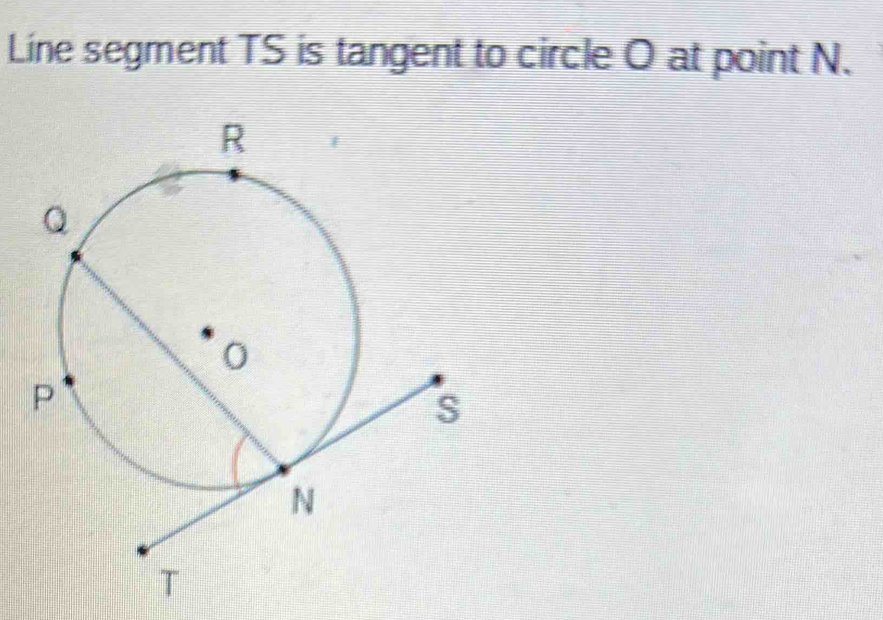 Solved: Line segment TS is tangent to circle O at point N. [Math]