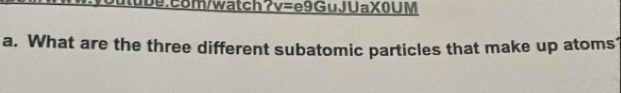 What are the three different subatomic particles that make up atoms