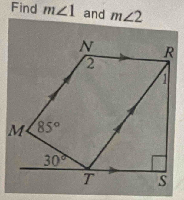 Find m∠ 1 and m∠ 2