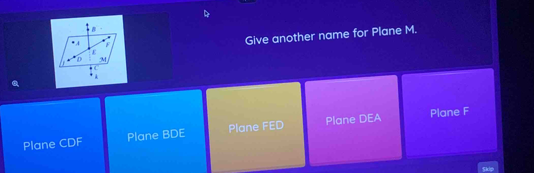 Solved: Give another name for Plane M. Plane CDF Plane BDE Plane FED ...