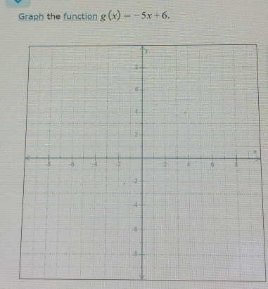 Graph the function g(x)=-5x+6.
x