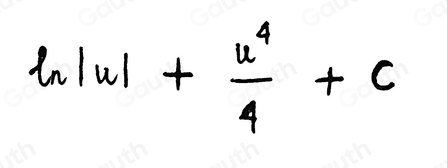 ln |u|+ u^4/4 +c