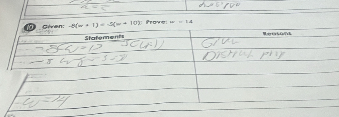 Prove: w=14