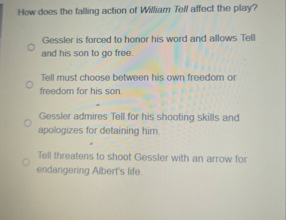 Resuelto:How does the falling action of William Tell affect the play ...