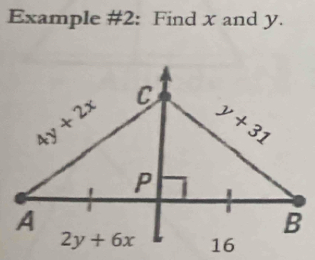 Example #2: Find x and y.