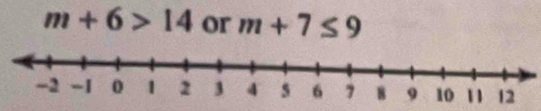 m+6>14 or m+7≤ 9