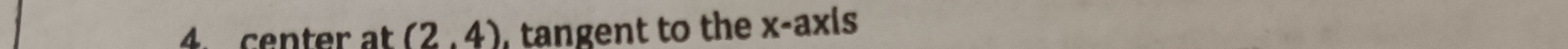 center at (2,4) , tangent to the x-axis