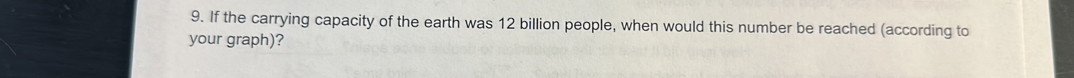 If the carrying capacity of the earth was 12 billion people, when would this number be reached (according to 
your graph)?