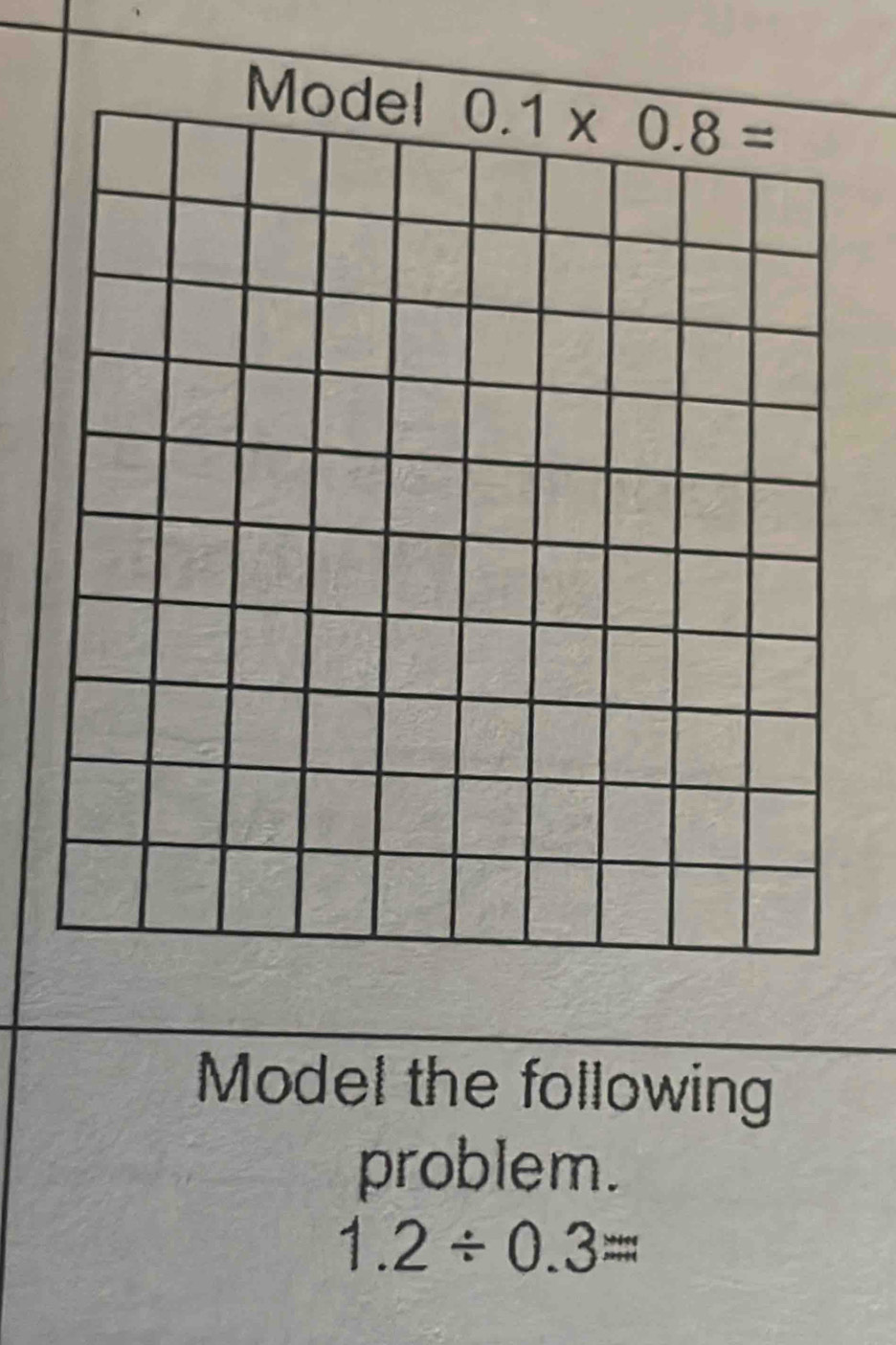 Model the following
problem.
1.2/ 0.3=